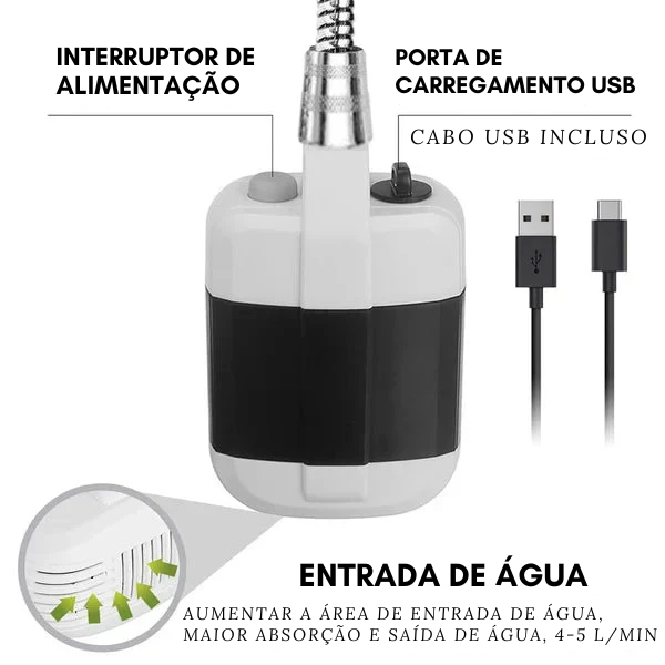 Prático Chuveiro Portátil - Camping.