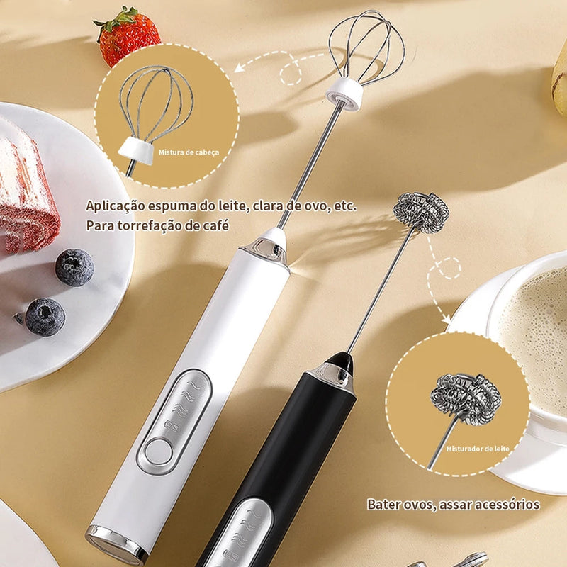 SUPER Batedor Misturador Mixer Elétrico para Bebidas Leite Café Portátil