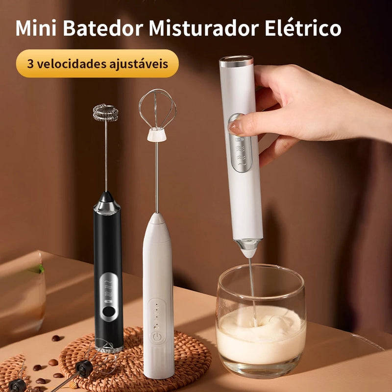 SUPER Batedor Misturador Mixer Elétrico para Bebidas Leite Café Portátil